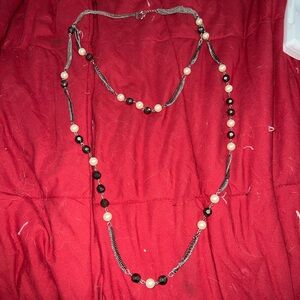 Elegant Silver and Black Beaded Necklace